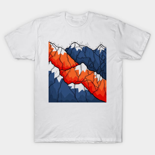 The blue and orange hills T-Shirt by Swadeillustrations